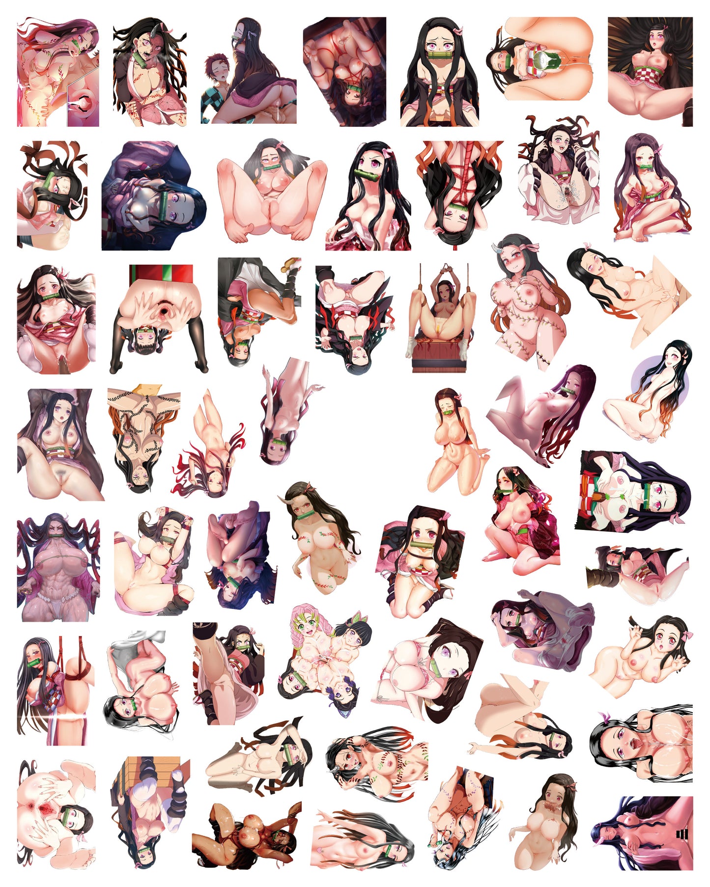 54 pcs Demon Slayer - Nezuko Lewd Hentai Anime Sticker