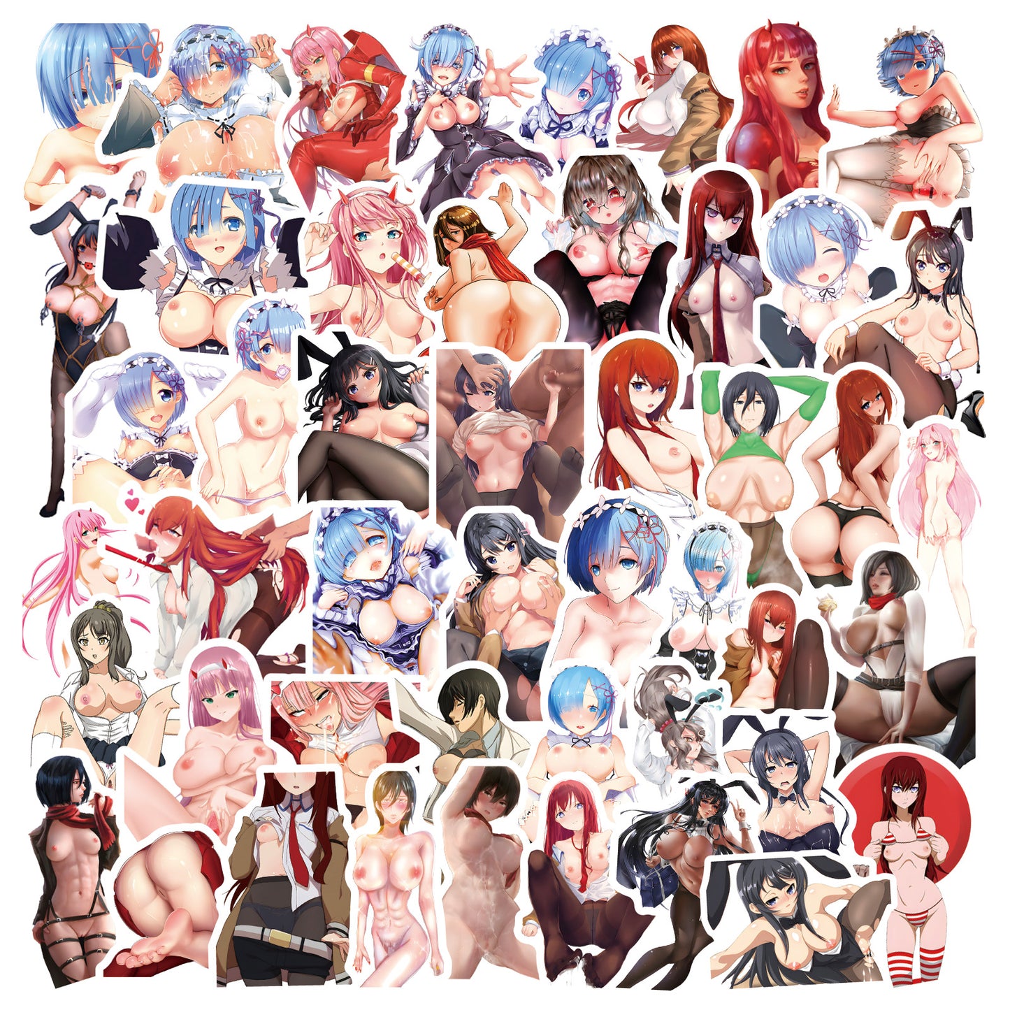 54pcsRe:Zero-Rem & Steins;Gate-Makise Kurisu Nude Anime Stickers