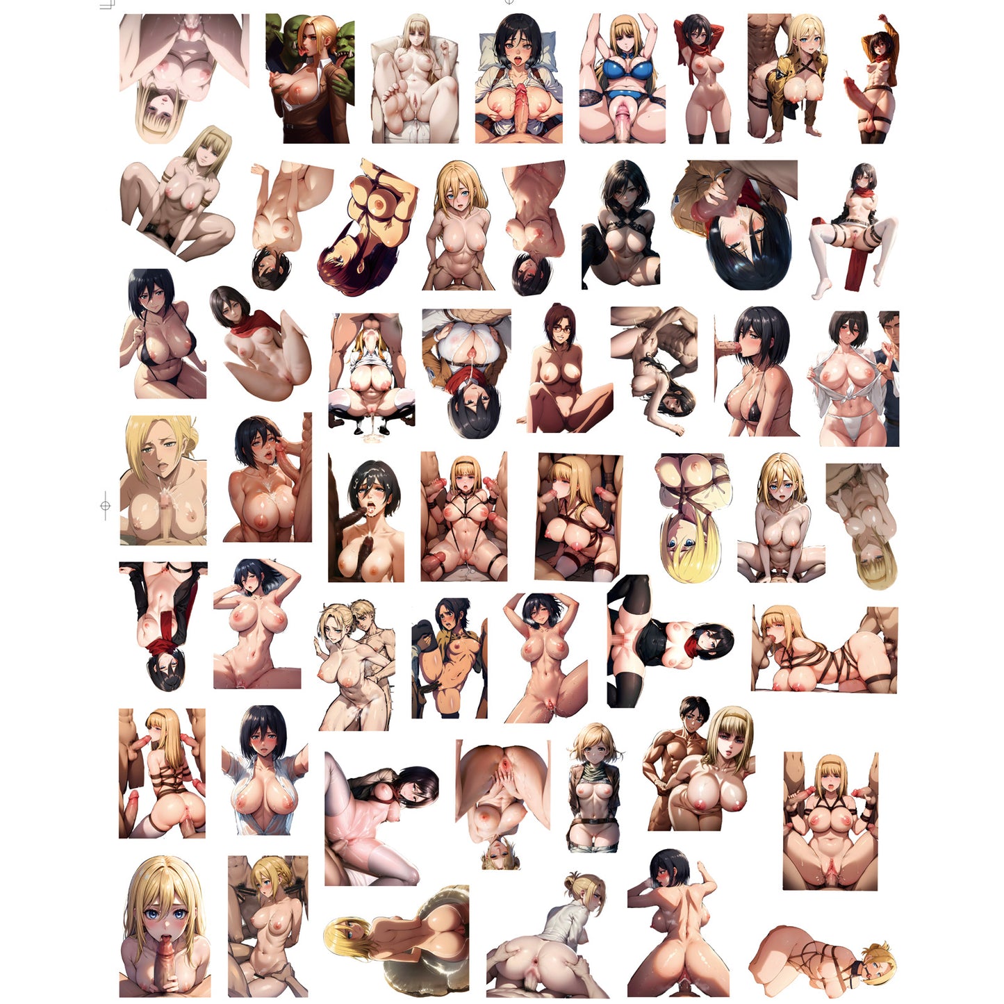 104 pcs Attack on Titan - Naked Anime Girls Stickers Having Sex
