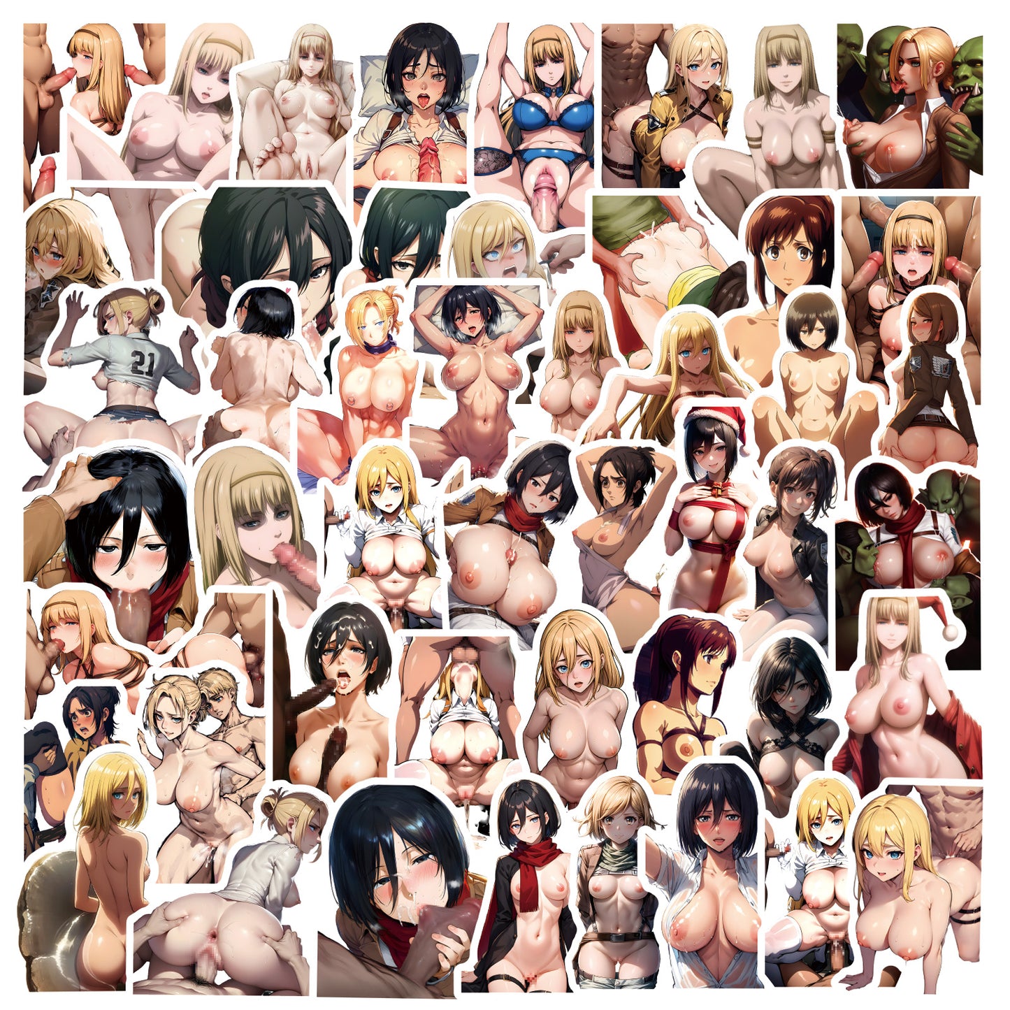 104 pcs Attack on Titan - Naked Anime Girls Stickers Having Sex