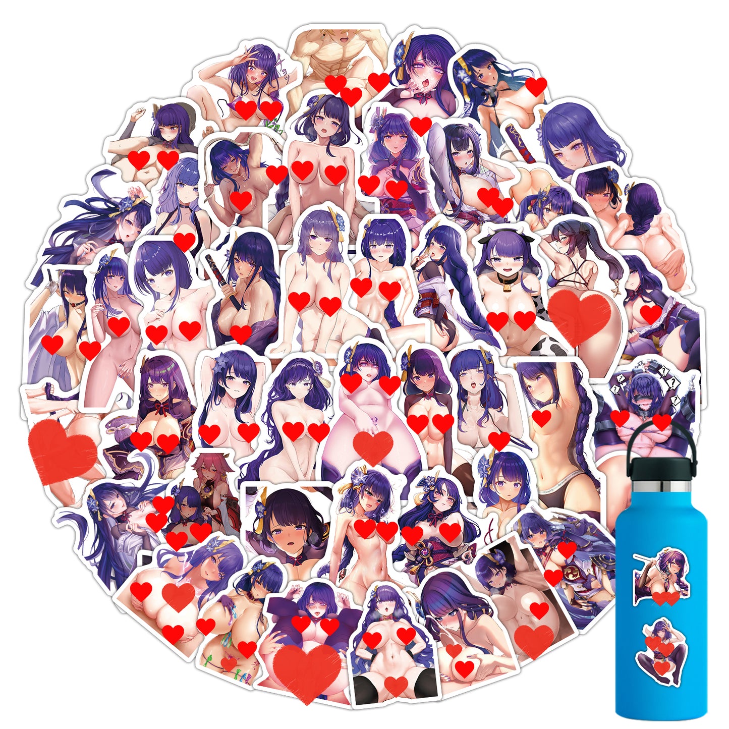 54pcs Genshin Impact - Raiden Shogun Hentai Stickers
