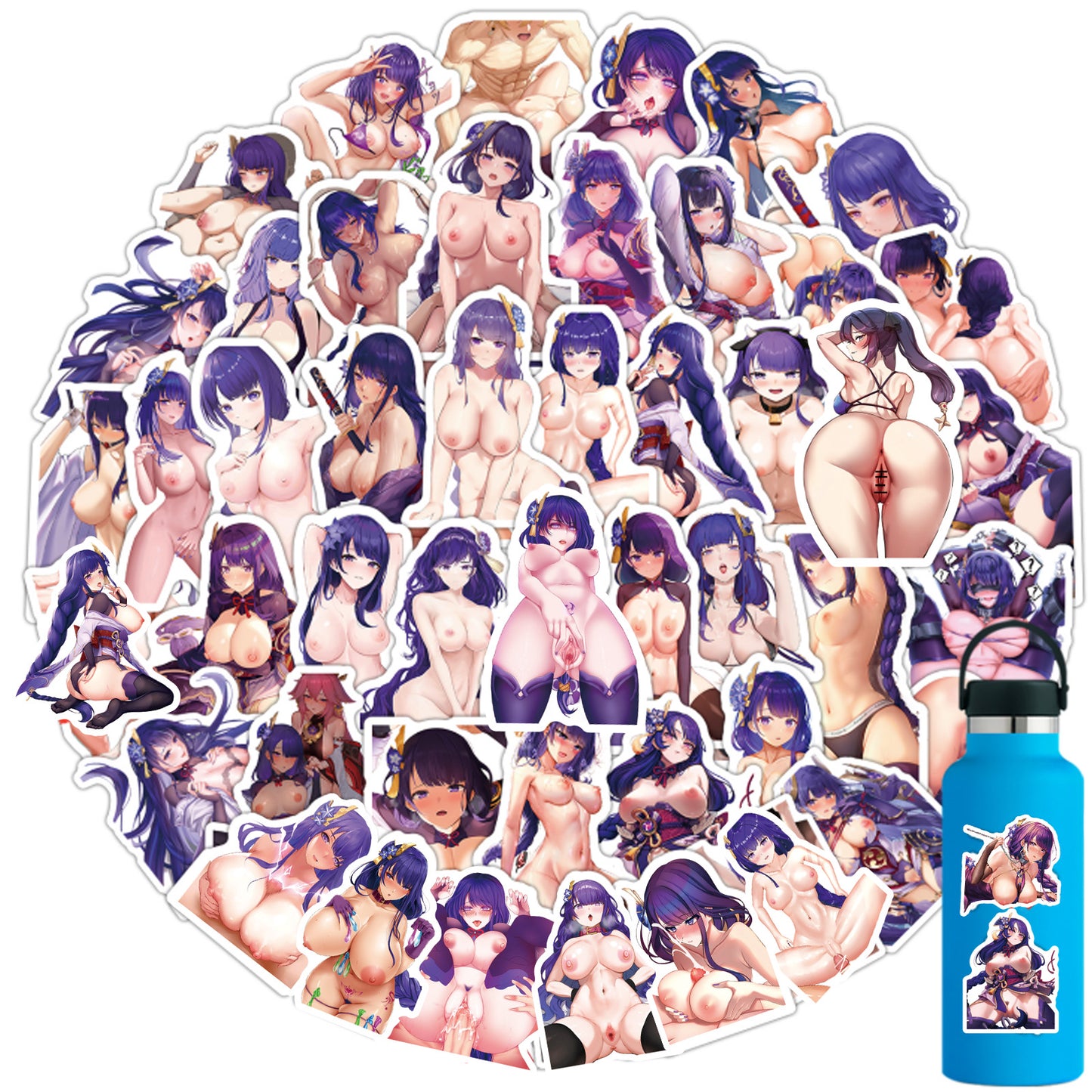 54pcs Genshin Impact - Raiden Shogun Hentai Stickers