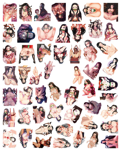 54 pcs Demon Slayer - Nezuko Lewd Hentai Anime Sticker